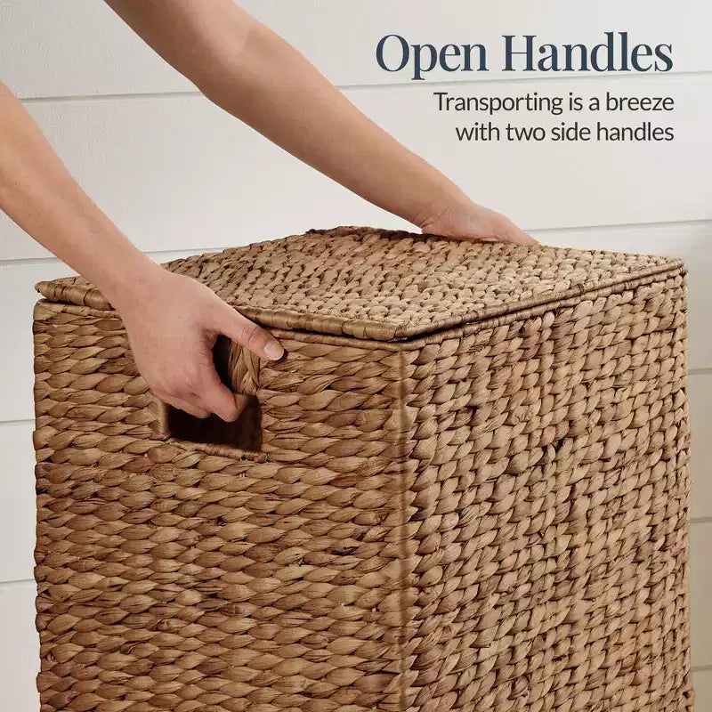 Panier à linge Best Choice Products avec couvercle, panier à linge tressé à la main, avec doublure amovible et poignées intégrées