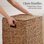Panier à linge Best Choice Products avec couvercle, panier à linge tressé à la main, avec doublure amovible et poignées intégrées