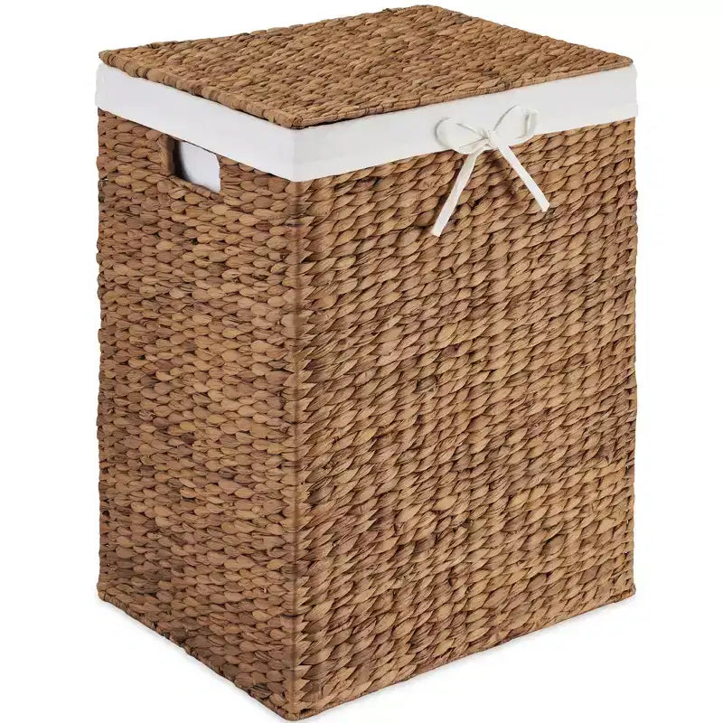 Panier à linge Best Choice Products avec couvercle, panier à linge tressé à la main, avec doublure amovible et poignées intégrées