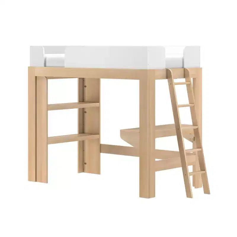 Lit mezzanine double mi-siècle moderne avec bureau et étagère