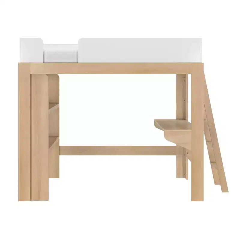 Lit mezzanine double mi-siècle moderne avec bureau et étagère
