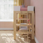 Lit mezzanine double mi-siècle moderne avec bureau et étagère