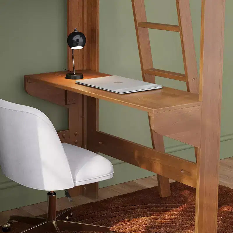 Lit mezzanine double mi-siècle moderne avec bureau et étagère