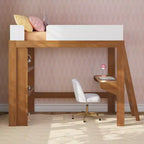 Lit mezzanine double mi-siècle moderne avec bureau et étagère