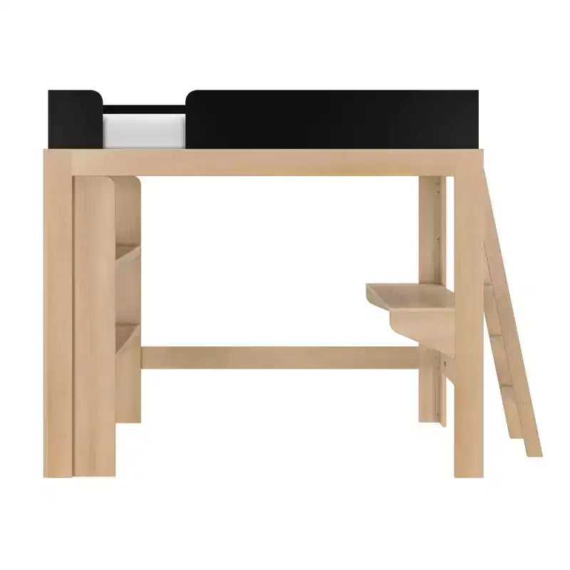 Lit mezzanine double mi-siècle moderne avec bureau et étagère