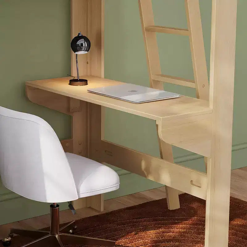 Lit mezzanine double mi-siècle moderne avec bureau et étagère