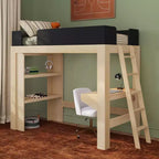 Lit mezzanine double mi-siècle moderne avec bureau et étagère