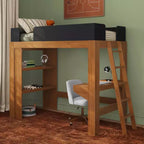 Lit mezzanine double mi-siècle moderne avec bureau et étagère