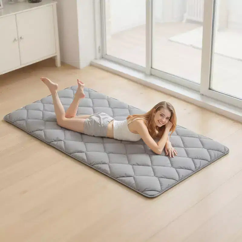 Tapis Tatami Japonais VEVOR, Matelas Tatami Japonais Pliable Taille Double, Matelas Futon avec Sac de Rangement, Tapis de Sol 9 Couches, 80 x 39 x 2,5 po, Gris