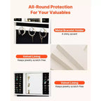 Miroir-armoire à bijoux LED VEVOR, 108 cm de haut, miroir pleine longueur avec rangement, organisateur de bijoux mural/à suspendre avec 2 clés, blanc
