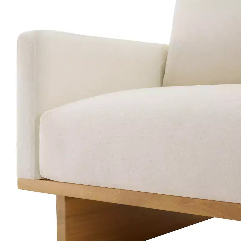 Fauteuil d'appoint Christopher Knight Home Niran en hévéa moderne, rembourré en tissu bouclé, avec coussin moelleux