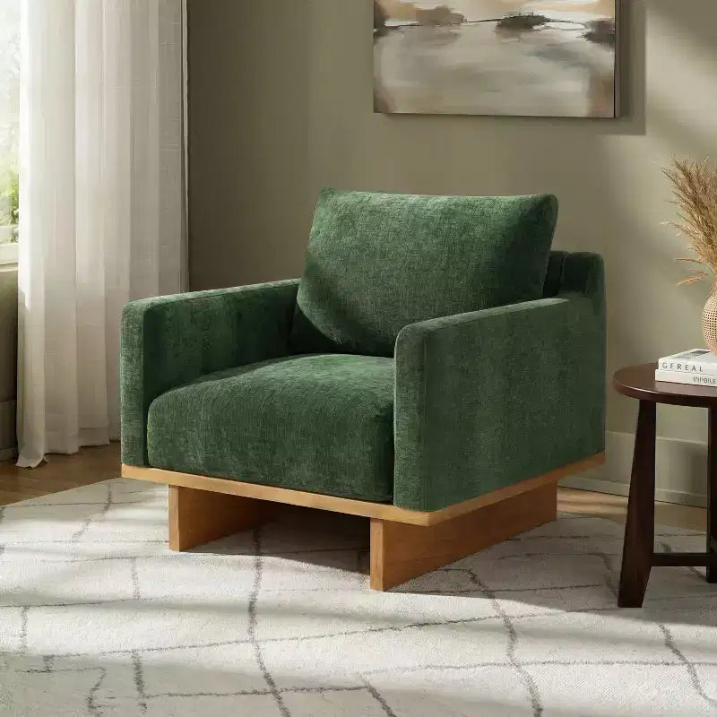 Fauteuil d'appoint Christopher Knight Home Niran en hévéa moderne, rembourré en tissu bouclé, avec coussin moelleux
