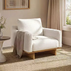 Fauteuil d'appoint Christopher Knight Home Niran en hévéa moderne, rembourré en tissu bouclé, avec coussin moelleux