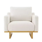 Fauteuil d'appoint Christopher Knight Home Niran en hévéa moderne, rembourré en tissu bouclé, avec coussin moelleux