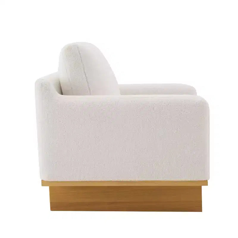 Fauteuil d'appoint Christopher Knight Home Niran en hévéa moderne, rembourré en tissu bouclé, avec coussin moelleux