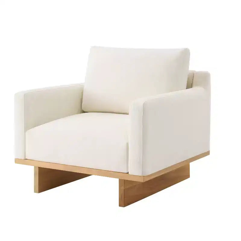Fauteuil d'appoint Christopher Knight Home Niran en hévéa moderne, rembourré en tissu bouclé, avec coussin moelleux