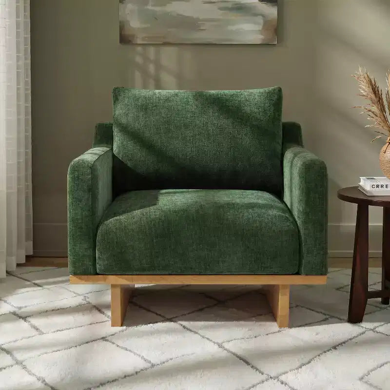 Fauteuil d'appoint Christopher Knight Home Niran en hévéa moderne, rembourré en tissu bouclé, avec coussin moelleux