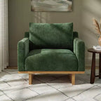 Fauteuil d'appoint Christopher Knight Home Niran en hévéa moderne, rembourré en tissu bouclé, avec coussin moelleux