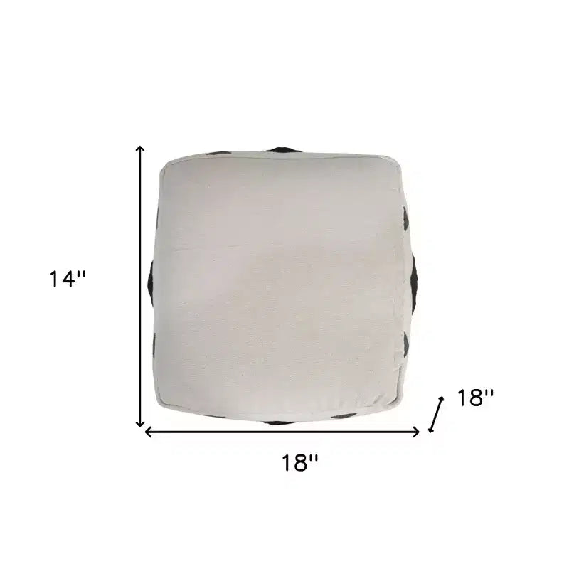 HomeRoots Pouf Ottoman Géométrique en Coton Blanc 18