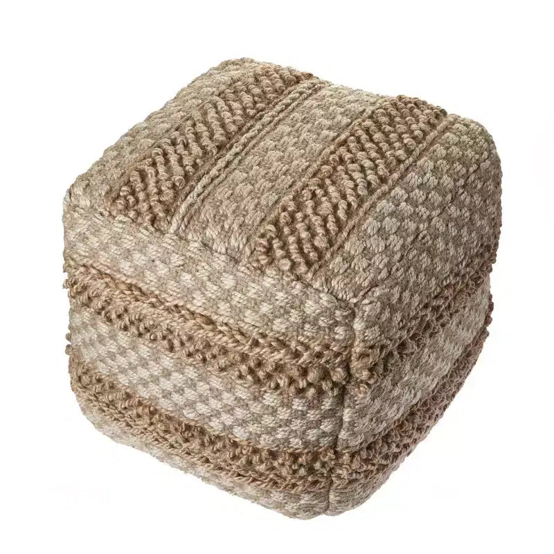 HomeRoots Pouf/Ottoman rayé beige 18 po