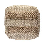 HomeRoots Pouf/Ottoman rayé beige 18 po