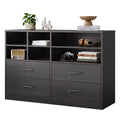 Dresser, Storage Cabinet  2 Pack Black 4 Drawer & 6 Shelf Organizer, TV Stand for 55 Inch TV, Wood Chest for Bedroom, Living Room, Entryway