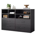 Dresser, Storage Cabinet  2 Pack Black 4 Drawer & 6 Shelf Organizer, TV Stand for 55 Inch TV, Wood Chest for Bedroom, Living Room, Entryway