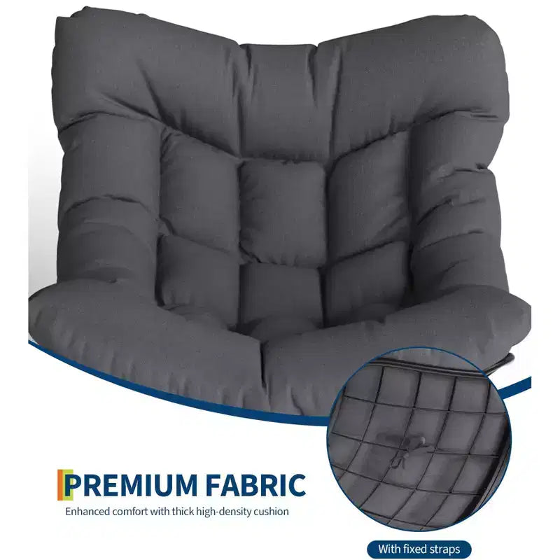 Ensemble de fauteuils à bascule surdimensionnés avec pouf, en osier tressé à la main, coussin moelleux, fauteuil de jardin ergonomique, pour patio, balcon, chambre à coucher, salon