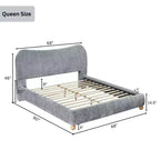 Lit plateforme contemporain Queen Size GDFStudio Lunara rembourré avec pieds coniques
