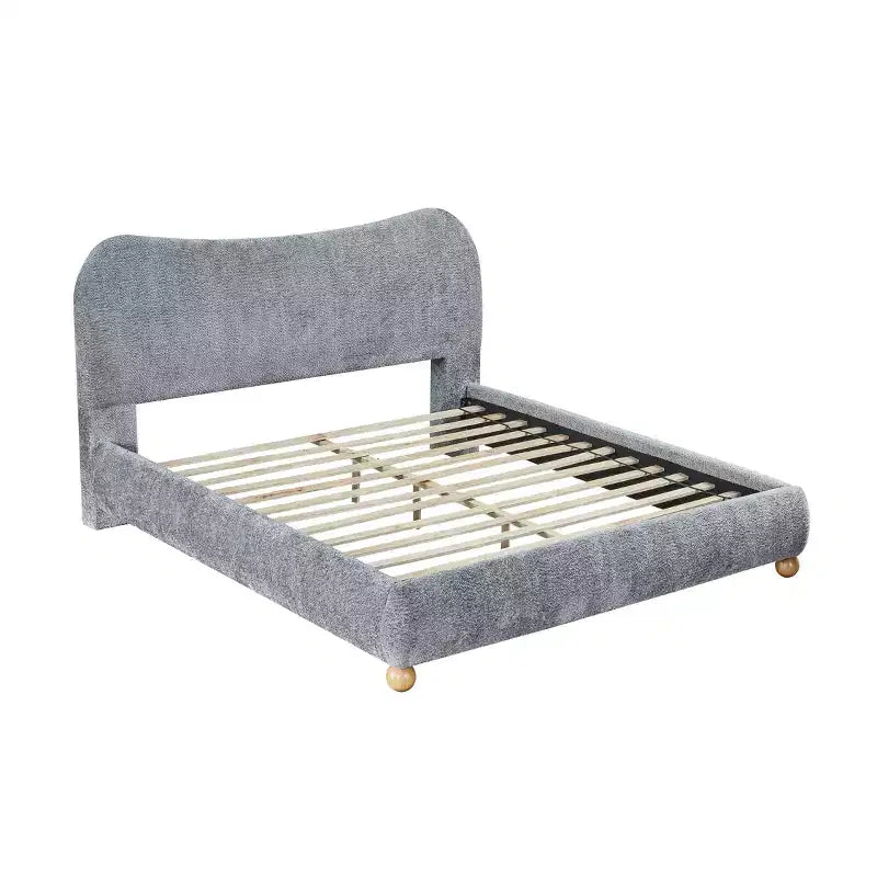 Lit plateforme contemporain Queen Size GDFStudio Lunara rembourré avec pieds coniques