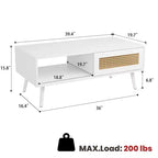 Table basse en bois avec rangement, table basse de canapé bohème avec porte coulissante et étagère ouverte pour salon, chambre à coucher, montage facile