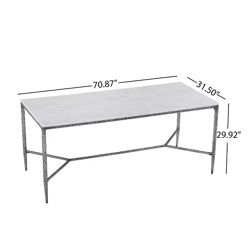 Table de salle à manger Yvanna 7 pièces de Christopher Knight Home de style industriel chic, en pierre frittée forgée à la main, avec chaises de salle à manger rembourrées à accoudoirs.