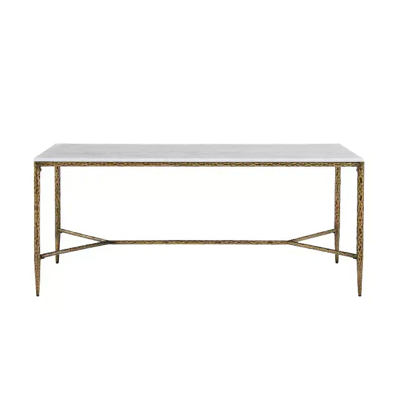 Table de salle à manger Yvanna 7 pièces de Christopher Knight Home de style industriel chic, en pierre frittée forgée à la main, avec chaises de salle à manger rembourrées à accoudoirs.