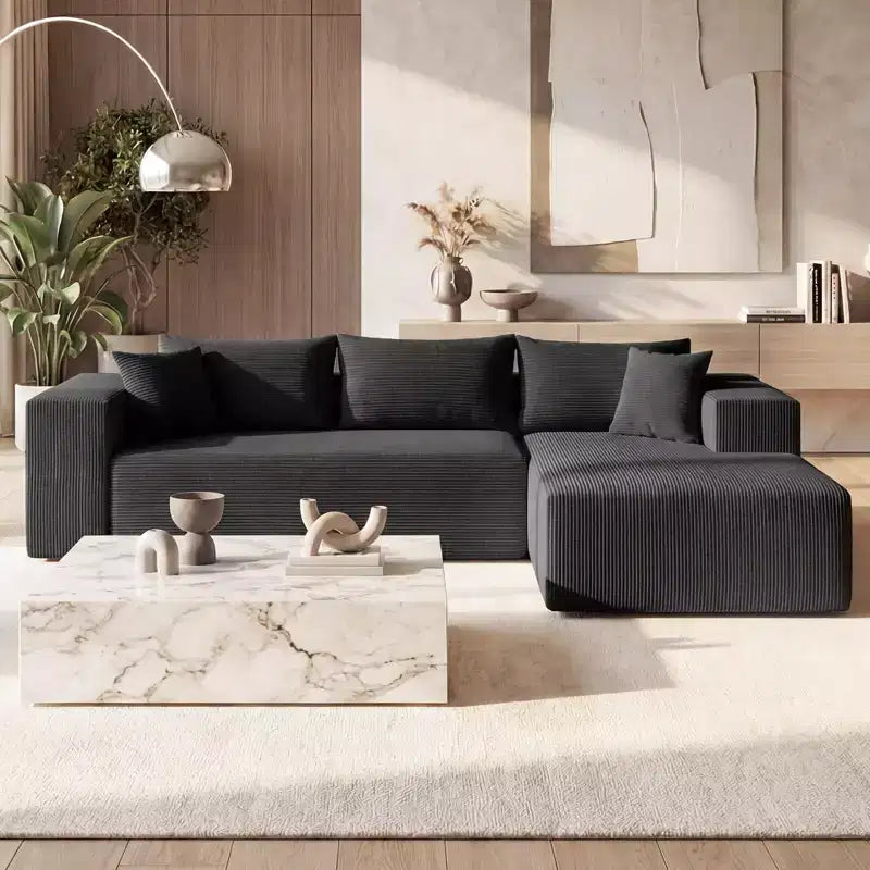 Costway Grand canapé modulaire 110,5 avec assises profondes et dossiers confortables, accoudoirs confortables Beige/Gris/Vert/Noir