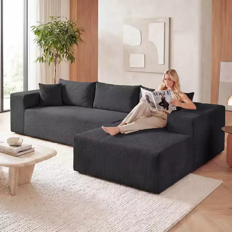 Costway Grand canapé modulaire 110,5 avec assises profondes et dossiers confortables, accoudoirs confortables Beige/Gris/Vert/Noir