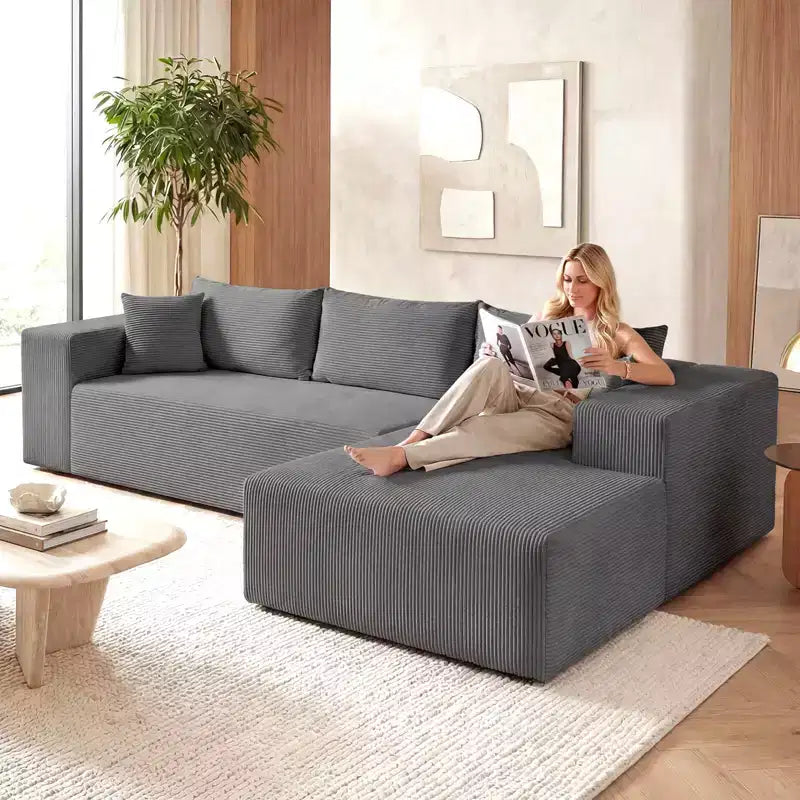 Costway Grand canapé modulaire 110,5 avec assises profondes et dossiers confortables, accoudoirs confortables Beige/Gris/Vert/Noir