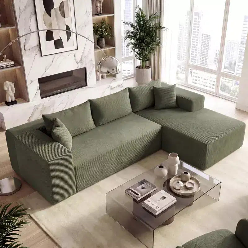 Costway Grand canapé modulaire 110,5 avec assises profondes et dossiers confortables, accoudoirs confortables Beige/Gris/Vert/Noir