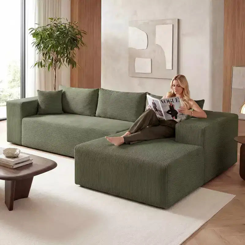 Costway Grand canapé modulaire 110,5 avec assises profondes et dossiers confortables, accoudoirs confortables Beige/Gris/Vert/Noir