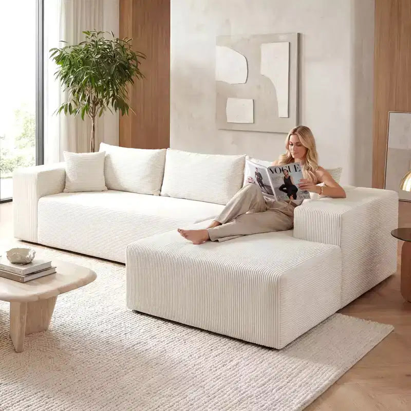 Costway Grand canapé modulaire 110,5 avec assises profondes et dossiers confortables, accoudoirs confortables Beige/Gris/Vert/Noir