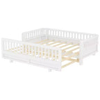 Lit plateforme double/double XL avec garde-corps, Cadre de lit plateforme en bois pour enfants, Peut être converti en lit plateforme double.