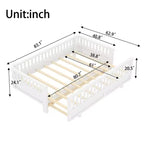 Lit plateforme double/double XL avec garde-corps, Cadre de lit plateforme en bois pour enfants, Peut être converti en lit plateforme double.
