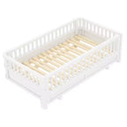 Lit plateforme double/double XL avec garde-corps, Cadre de lit plateforme en bois pour enfants, Peut être converti en lit plateforme double.