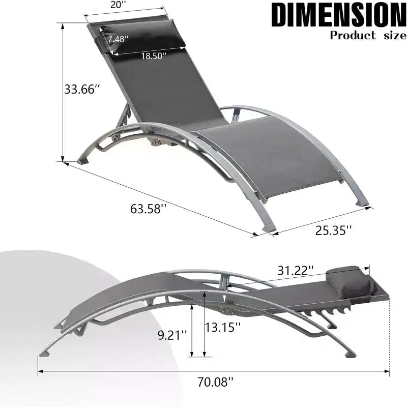 Ensemble de 2 chaises longues de piscine - Chaise longue d'extérieur réglable