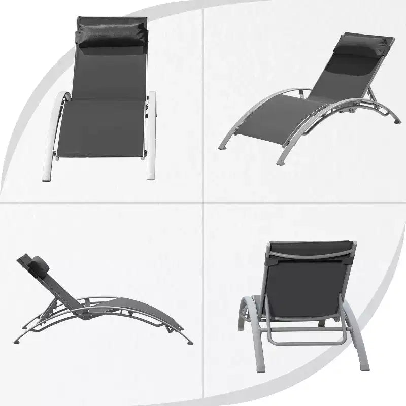 Ensemble de 2 chaises longues de piscine - Chaise longue d'extérieur réglable