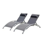 Ensemble de 2 chaises longues de piscine - Chaise longue d'extérieur réglable
