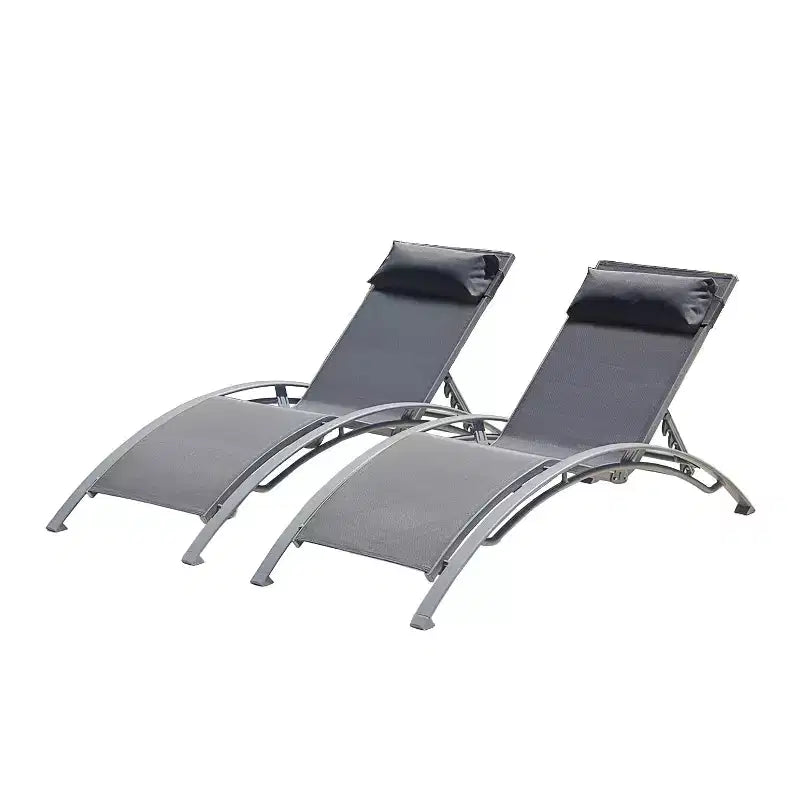 Ensemble de 2 chaises longues de piscine - Chaise longue d'extérieur réglable