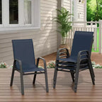 Chaises de salle à manger empilables à dossier haut pour patio, cadre en métal durable, résistant aux intempéries, pour jardin, terrasse, cour arrière