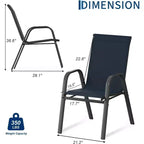 Chaises de salle à manger empilables à dossier haut pour patio, cadre en métal durable, résistant aux intempéries, pour jardin, terrasse, cour arrière