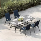 Chaises de salle à manger empilables à dossier haut pour patio, cadre en métal durable, résistant aux intempéries, pour jardin, terrasse, cour arrière