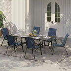 Chaises de salle à manger empilables à dossier haut pour patio, cadre en métal durable, résistant aux intempéries, pour jardin, terrasse, cour arrière
